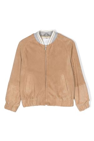 Brown leather bomber ELEVENTY KIDS | ES2Q37Z1328117